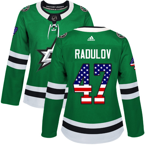 Adidas Stars #47 Alexander Radulov Green Home Authentic USA Flag Women's Stitched NHL Jersey Adidas Stars #47 Alexander Radulov Green Home Authentic USA Flag Women's Stitched NHL Jersey