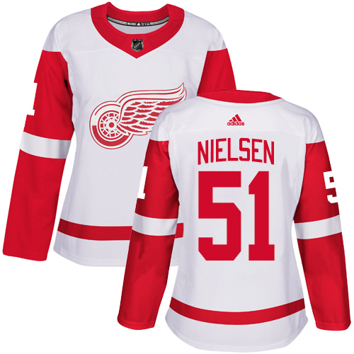 Adidas Red Wings #51 Frans Nielsen White Road Authentic Women's Stitched NHL Jersey Adidas Red Wings #51 Frans Nielsen White Road Authentic Women's Stitched NHL Jersey