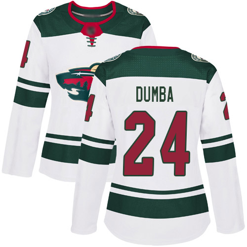 Adidas Wild #24 Matt Dumba White Road Authentic Women's Stitched NHL Jersey Adidas Wild #24 Matt Dumba White Road Authentic Women's Stitched NHL Jersey