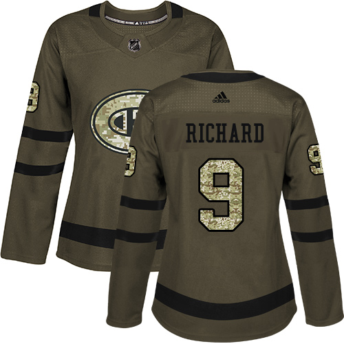 Adidas Canadiens #9 Maurice Richard Green Salute to Service Women's Stitched NHL Jersey Adidas Canadiens #9 Maurice Richard Green Salute to Service Women's Stitched NHL Jersey