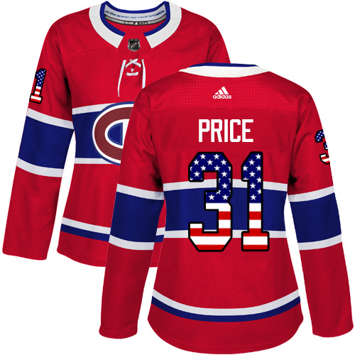 Adidas Canadiens #31 Carey Price Red Home Authentic USA Flag Women's Stitched NHL Jersey Adidas Canadiens #31 Carey Price Red Home Authentic USA Flag Women's Stitched NHL Jersey