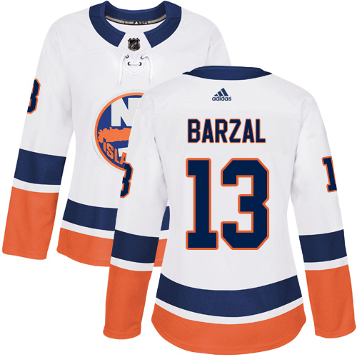 Adidas Islanders #13 Mathew Barzal White Road Authentic Women's Stitched NHL Jersey Adidas Islanders #13 Mathew Barzal White Road Authentic Women's Stitched NHL Jersey