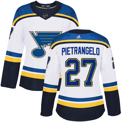 Adidas Blues #27 Alex Pietrangelo White Road Authentic Women's Stitched NHL Jersey Adidas Blues #27 Alex Pietrangelo White Road Authentic Women's Stitched NHL Jersey