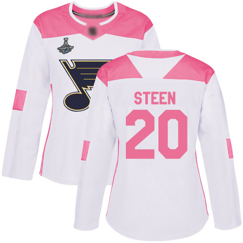 Adidas Blues #20 Alexander Steen White/Pink Authentic Fashion Stanley Cup Champions Women's Stitched NHL Jersey Adidas Blues #20 Alexander Steen White/Pink Authentic Fashion Stanley Cup Champions Women's Stitched NHL Jersey