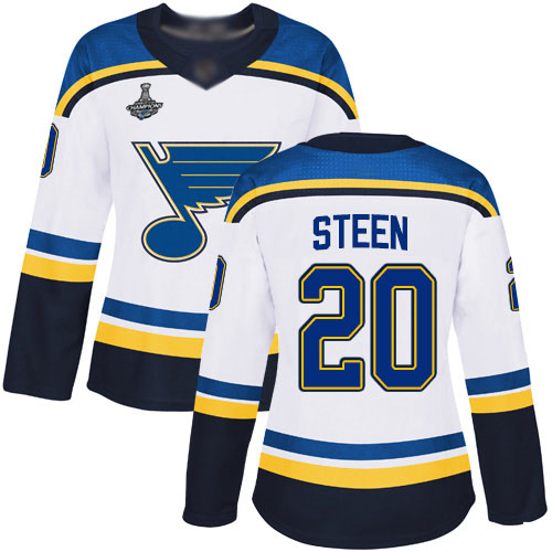 Adidas Blues #20 Alexander Steen White Road Authentic Stanley Cup Champions Women's Stitched NHL Jersey Adidas Blues #20 Alexander Steen White Road Authentic Stanley Cup Champions Women's Stitched NHL Jersey