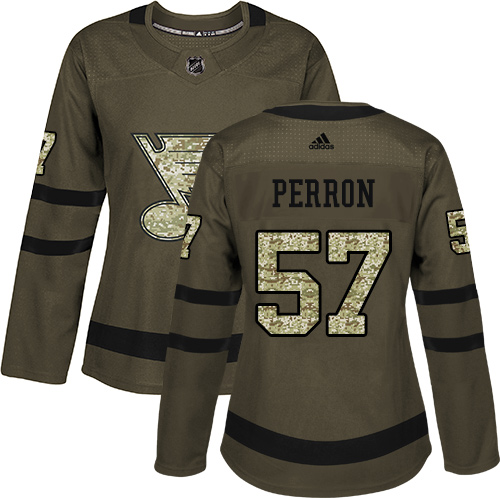 Adidas Blues #57 David Perron Green Salute to Service Women's Stitched NHL Jersey Adidas Blues #57 David Perron Green Salute to Service Women's Stitched NHL Jersey