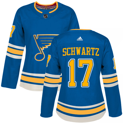 Adidas Blues #17 Jaden Schwartz Blue Alternate Authentic Women's Stitched NHL Jersey Adidas Blues #17 Jaden Schwartz Blue Alternate Authentic Women's Stitched NHL Jersey