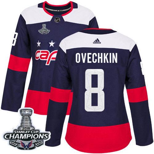 Adidas Capitals #8 Alex Ovechkin Navy Authentic 2018 Stadium Series Stanley Cup Final Champions Women's Stitched NHL Jersey Adidas Capitals #8 Alex Ovechkin Navy Authentic 2018 Stadium Series Stanley Cup Final Champions Women's Stitched NHL Jersey