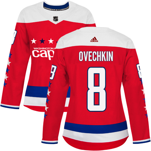 Adidas Capitals #8 Alex Ovechkin Red Alternate Authentic Women's Stitched NHL Jersey Adidas Capitals #8 Alex Ovechkin Red Alternate Authentic Women's Stitched NHL Jersey