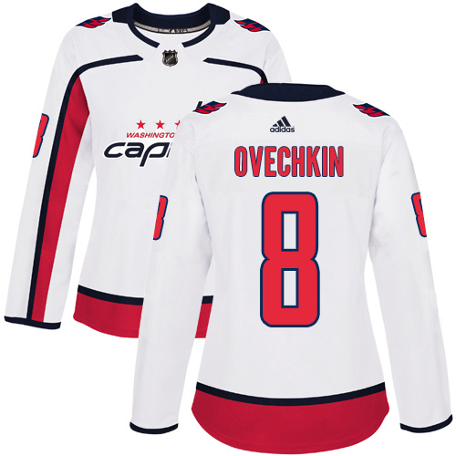 Adidas Capitals #8 Alex Ovechkin White Road Authentic Women's Stitched NHL Jersey Adidas Capitals #8 Alex Ovechkin White Road Authentic Women's Stitched NHL Jersey