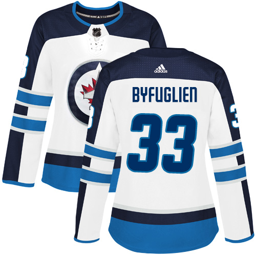 Adidas Jets #33 Dustin Byfuglien White Road Authentic Women's Stitched NHL Jersey