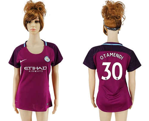 Women's Manchester City #30 Otamendi Away Soccer Club Jersey Women's Manchester City #30 Otamendi Away Soccer Club Jersey