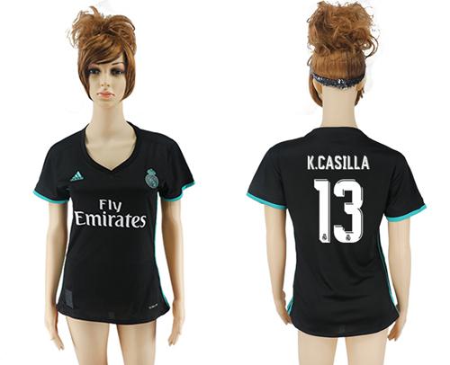 Women's Real Madrid #13 K.Casilla Away Soccer Club Jersey Women's Real Madrid #13 K.Casilla Away Soccer Club Jersey
