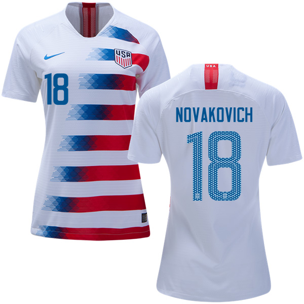 Women's USA #18 Novakovich Home Soccer Country Jersey Women's USA #18 Novakovich Home Soccer Country Jersey