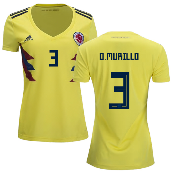Women's Colombia #3 O.Murillo Home Soccer Country Jersey Women's Colombia #3 O.Murillo Home Soccer Country Jersey