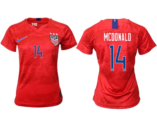 Women's USA #14 Mcdonald Away Soccer Country Jersey Women's USA #14 Mcdonald Away Soccer Country Jersey