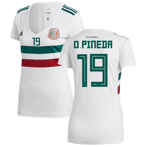 Women's Mexico #19 O.Pineda Away Soccer Country Jersey Women's Mexico #19 O.Pineda Away Soccer Country Jersey
