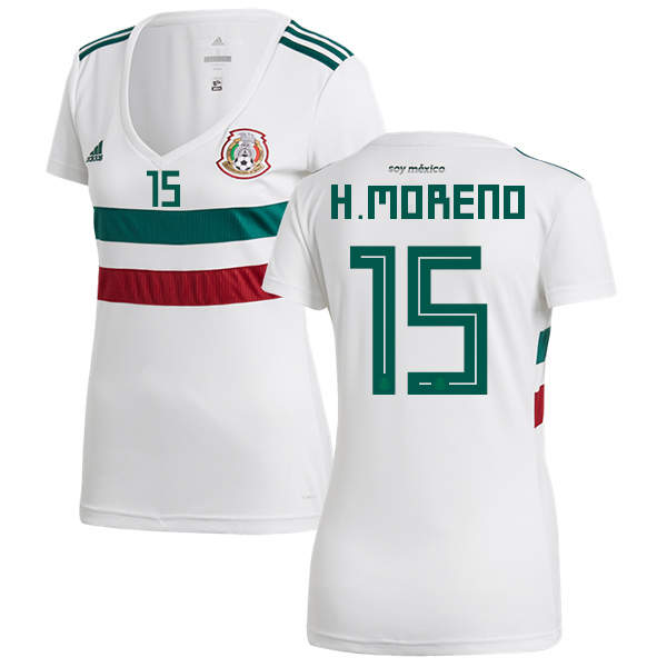 Women's Mexico #15 H.Moreno Away Soccer Country Jersey Women's Mexico #15 H.Moreno Away Soccer Country Jersey