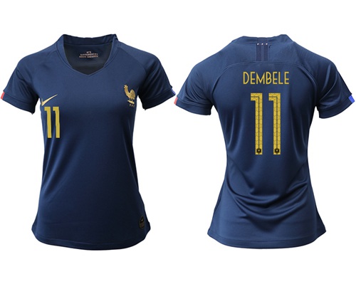 Women's France #11 Dembele Home Soccer Country Jersey Women's France #11 Dembele Home Soccer Country Jersey