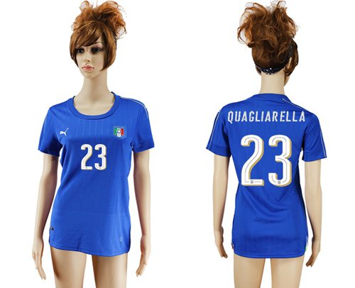 Women's Italy #23 Quagliarella Home Soccer Country Jersey Women's Italy #23 Quagliarella Home Soccer Country Jersey