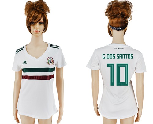 Women's Mexico #10 G.Dos Santos Away Soccer Country Jersey Women's Mexico #10 G.Dos Santos Away Soccer Country Jersey