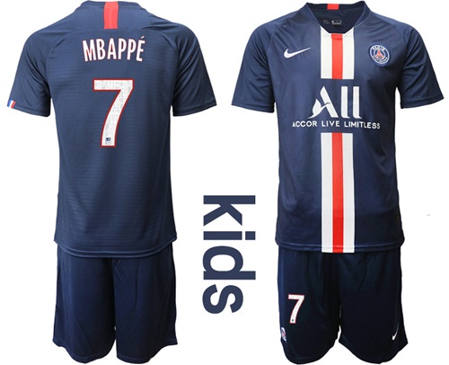 Paris Saint-Germain #7 Mbappe Home Kid Soccer Club Jersey Paris Saint-Germain #7 Mbappe Home Kid Soccer Club Jersey