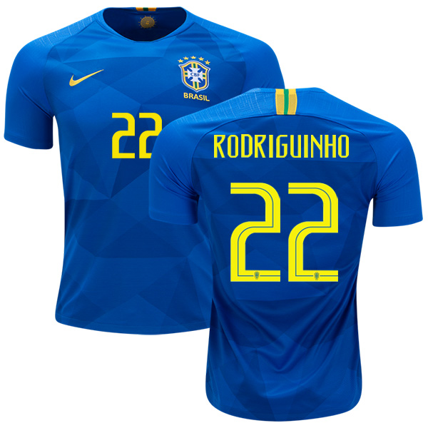Brazil #22 Rodriguinho Away Kid Soccer Country Jersey Brazil #22 Rodriguinho Away Kid Soccer Country Jersey