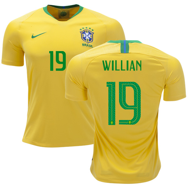 Brazil #19 Willian Home Kid Soccer Country Jersey Brazil #19 Willian Home Kid Soccer Country Jersey