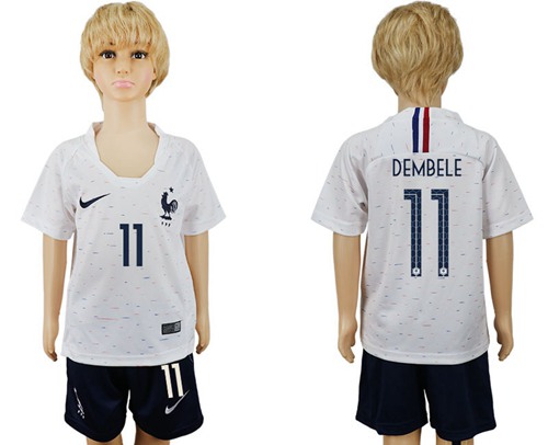 France #11 Dembele Away Kid Soccer Country Jersey France #11 Dembele Away Kid Soccer Country Jersey