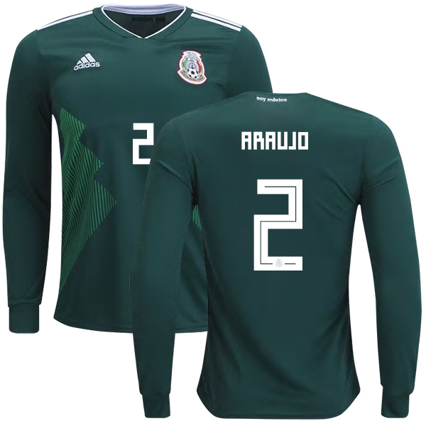 Mexico #2 Araujo Home Long Sleeves Kid Soccer Country Jersey Mexico #2 Araujo Home Long Sleeves Kid Soccer Country Jersey