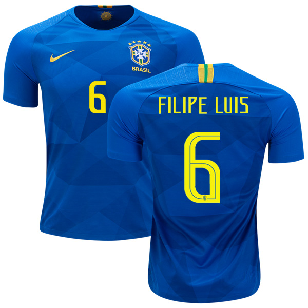 Brazil #6 Filipe Luis Away Kid Soccer Country Jersey Brazil #6 Filipe Luis Away Kid Soccer Country Jersey