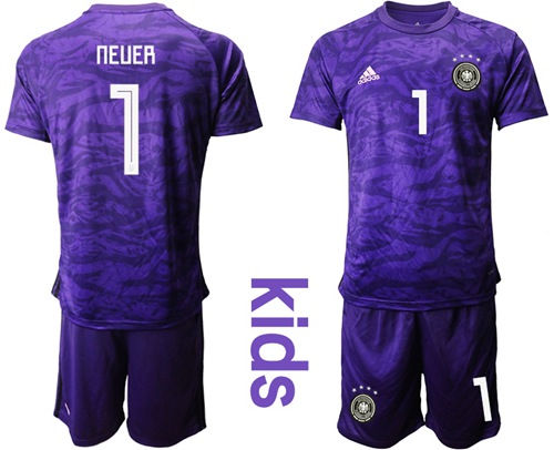 Germany #1 Neuer Purple Goalkeeper Kid Soccer Country Jersey Germany #1 Neuer Purple Goalkeeper Kid Soccer Country Jersey