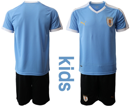 Uruguay Blank Home Kid Soccer Country Jersey Uruguay Blank Home Kid Soccer Country Jersey