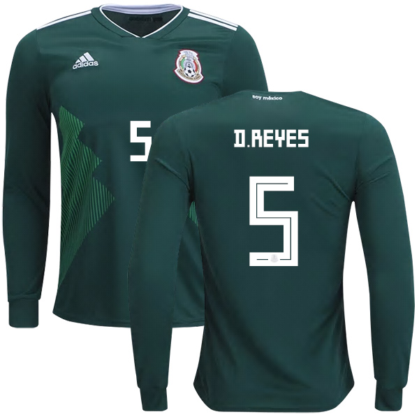 Mexico #5 D.Reyes Home Long Sleeves Kid Soccer Country Jersey Mexico #5 D.Reyes Home Long Sleeves Kid Soccer Country Jersey