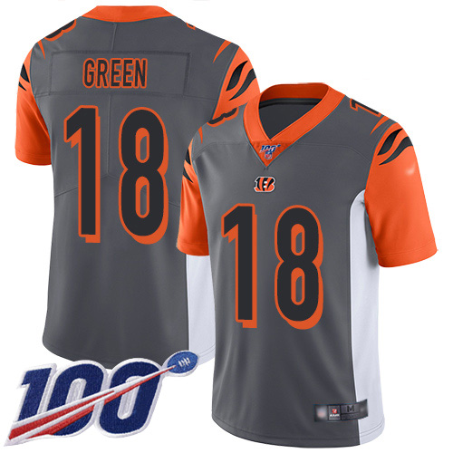 Nike Bengals #18 A.J. Green Silver Youth Stitched NFL Limited Inverted Legend 100th Season Jersey Nike Bengals #18 A.J. Green Silver Youth Stitched NFL Limited Inverted Legend 100th Season Jersey