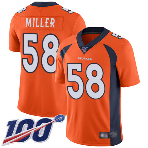 Nike Broncos #58 Von Miller Orange Team Color Youth Stitched NFL 100th Season Vapor Limited Jersey Nike Broncos #58 Von Miller Orange Team Color Youth Stitched NFL 100th Season Vapor Limited Jersey