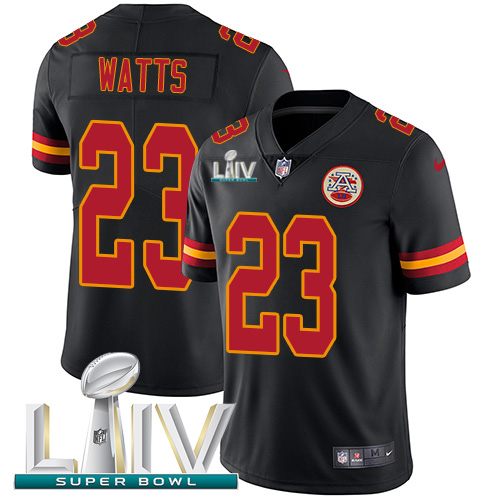 Nike Chiefs #23 Armani Watts Black Super Bowl LIV 2020 Youth Stitched NFL Limited Rush Jersey Nike Chiefs #23 Armani Watts Black Super Bowl LIV 2020 Youth Stitched NFL Limited Rush Jersey