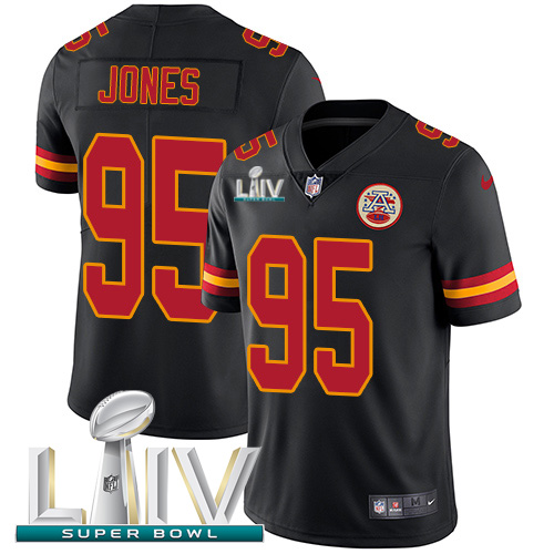 Nike Chiefs #95 Chris Jones Black Super Bowl LIV 2020 Youth Stitched NFL Limited Rush Jersey Nike Chiefs #95 Chris Jones Black Super Bowl LIV 2020 Youth Stitched NFL Limited Rush Jersey