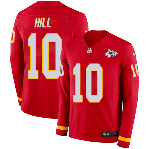 Nike Chiefs #10 Tyreek Hill Red Team Color Youth Stitched NFL Limited Therma Long Sleeve Jersey Nike Chiefs #10 Tyreek Hill Red Team Color Youth Stitched NFL Limited Therma Long Sleeve Jersey