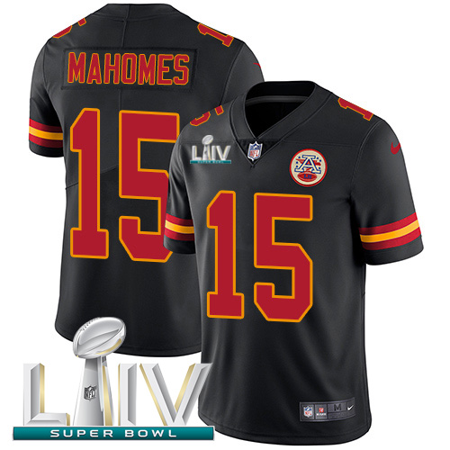 Nike Chiefs #15 Patrick Mahomes Black Super Bowl LIV 2020 Youth Stitched NFL Limited Rush Jersey Nike Chiefs #15 Patrick Mahomes Black Super Bowl LIV 2020 Youth Stitched NFL Limited Rush Jersey