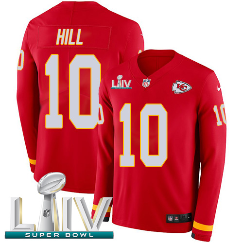 Nike Chiefs #10 Tyreek Hill Red Super Bowl LIV 2020 Team Color Youth Stitched NFL Limited Therma Long Sleeve Jersey Nike Chiefs #10 Tyreek Hill Red Super Bowl LIV 2020 Team Color Youth Stitched NFL Limited Therma Long Sleeve Jersey