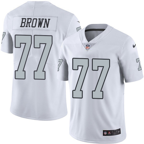 Nike Raiders #77 Trent Brown White Youth Stitched NFL Limited Rush Jersey Nike Raiders #77 Trent Brown White Youth Stitched NFL Limited Rush Jersey