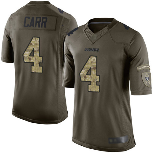 Nike Raiders #4 Derek Carr Green Youth Stitched NFL Limited 2015 Salute to Service Jersey Nike Raiders #4 Derek Carr Green Youth Stitched NFL Limited 2015 Salute to Service Jersey