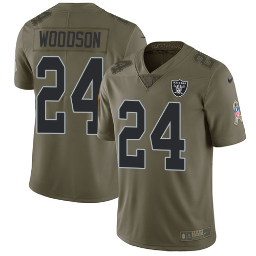 Nike Raiders #24 Charles Woodson Olive Youth Stitched NFL Limited 2017 Salute to Service Jersey Nike Raiders #24 Charles Woodson Olive Youth Stitched NFL Limited 2017 Salute to Service Jersey