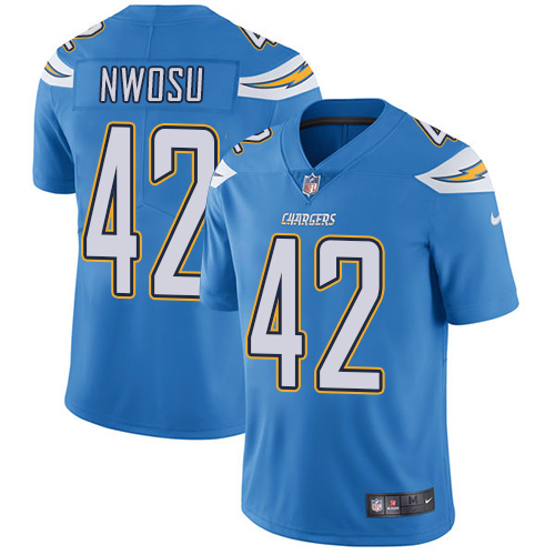 Nike Chargers #42 Uchenna Nwosu Electric Blue Alternate Youth Stitched NFL Vapor Untouchable Limited Jersey Nike Chargers #42 Uchenna Nwosu Electric Blue Alternate Youth Stitched NFL Vapor Untouchable Limited Jersey