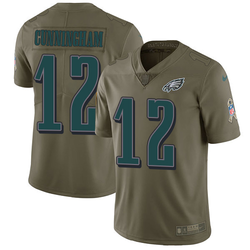 Nike Eagles #12 Randall Cunningham Olive Youth Stitched NFL Limited 2017 Salute to Service Jersey Nike Eagles #12 Randall Cunningham Olive Youth Stitched NFL Limited 2017 Salute to Service Jersey
