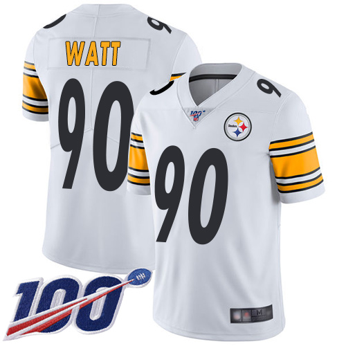Nike Steelers #90 T. J. Watt White Youth Stitched NFL 100th Season Vapor Limited Jersey Nike Steelers #90 T. J. Watt White Youth Stitched NFL 100th Season Vapor Limited Jersey