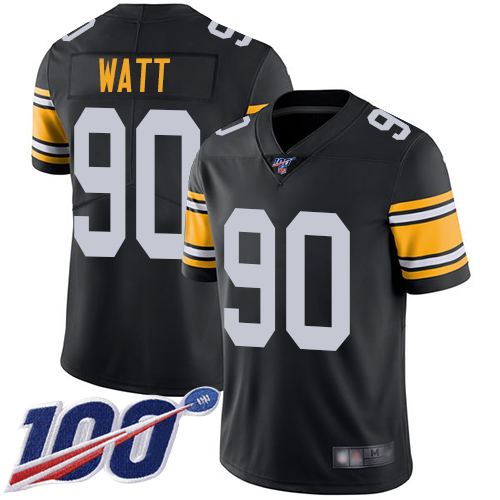 Nike Steelers #90 T. J. Watt Black Alternate Youth Stitched NFL 100th Season Vapor Limited Jersey Nike Steelers #90 T. J. Watt Black Alternate Youth Stitched NFL 100th Season Vapor Limited Jersey