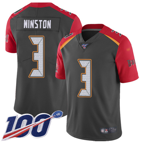 Nike Buccaneers #3 Jameis Winston Gray Youth Stitched NFL Limited Inverted Legend 100th Season Jersey Nike Buccaneers #3 Jameis Winston Gray Youth Stitched NFL Limited Inverted Legend 100th Season Jersey