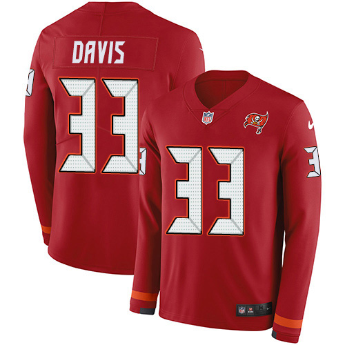 Nike Buccaneers #33 Carlton Davis III Red Team Color Youth Stitched NFL Limited Therma Long Sleeve Jersey Nike Buccaneers #33 Carlton Davis III Red Team Color Youth Stitched NFL Limited Therma Long Sleeve Jersey